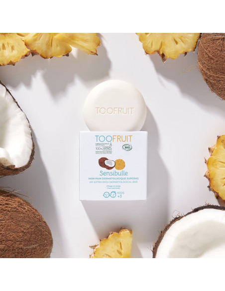 Dermatologiczna kostka myjąca dla dzieci - ANANAS - KOKOS - 85g - Toofruit