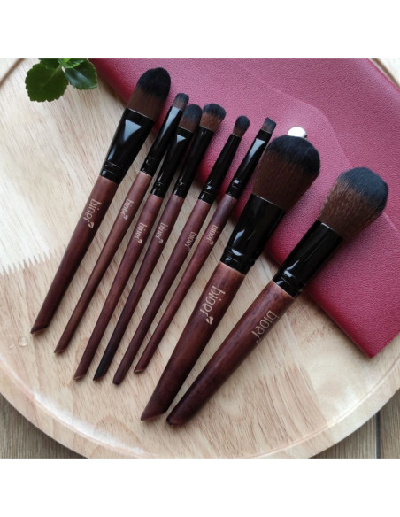 Profesjonalny Zestaw Pędzli do Makijażu - 8 sztuk + Etui - Pędzle z Drewna Bioer